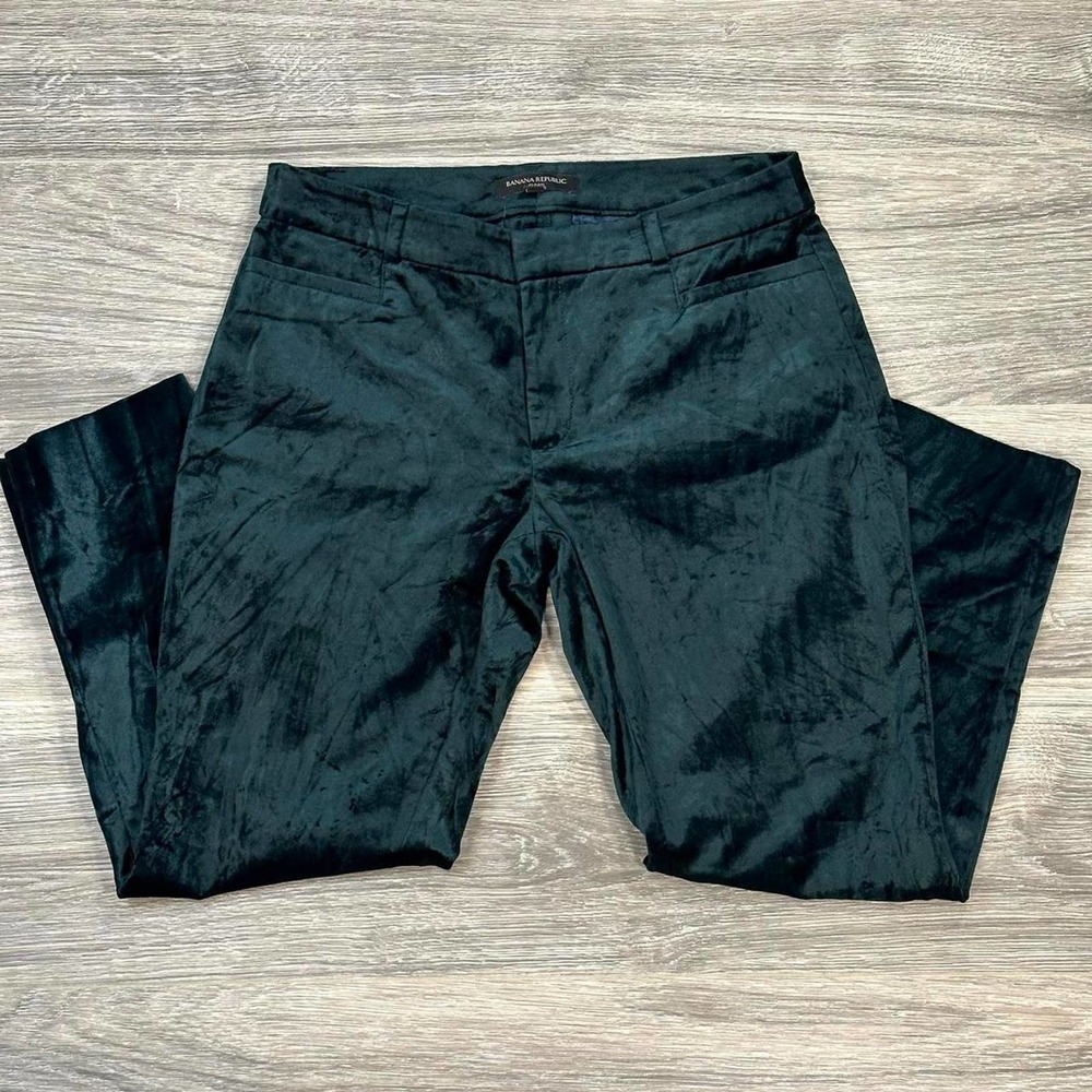 Banana Republic Emerald Green Skinny Velvet Pants Women's 4S